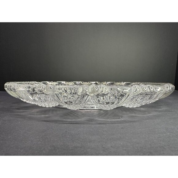 Vtg LE Smith Deviled Egg Plate Platter Relish Tray Dish Clear Glass Heritage 11" - Picture 2 of 10